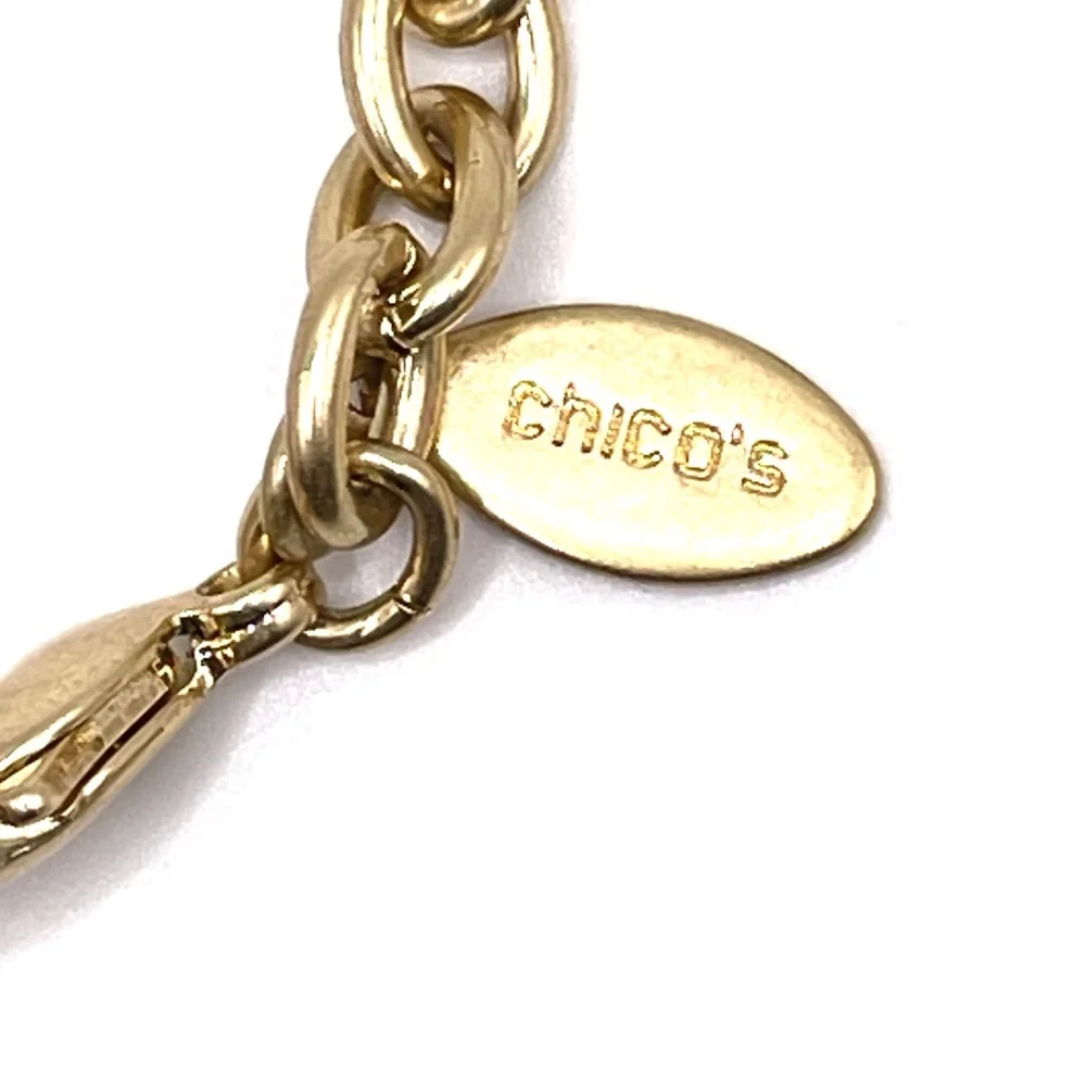 Chico's Signed Boho Matte Gold Disc & Chain Belt 43